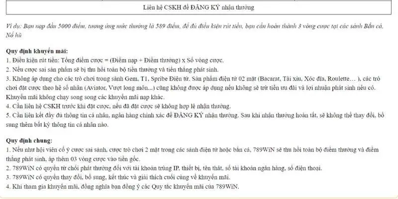 Chú ý khi tham gia khuyến mãi nạp đầu 789Win 