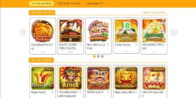 Danh sách sản phẩm yêu thích trong mục nổ hũ 789Win 